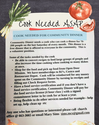 Cook Needed ASAP