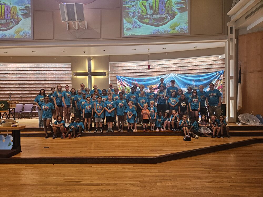 Group photo of children and volunteers at Aldersgate's 2025 Vacation Bible School